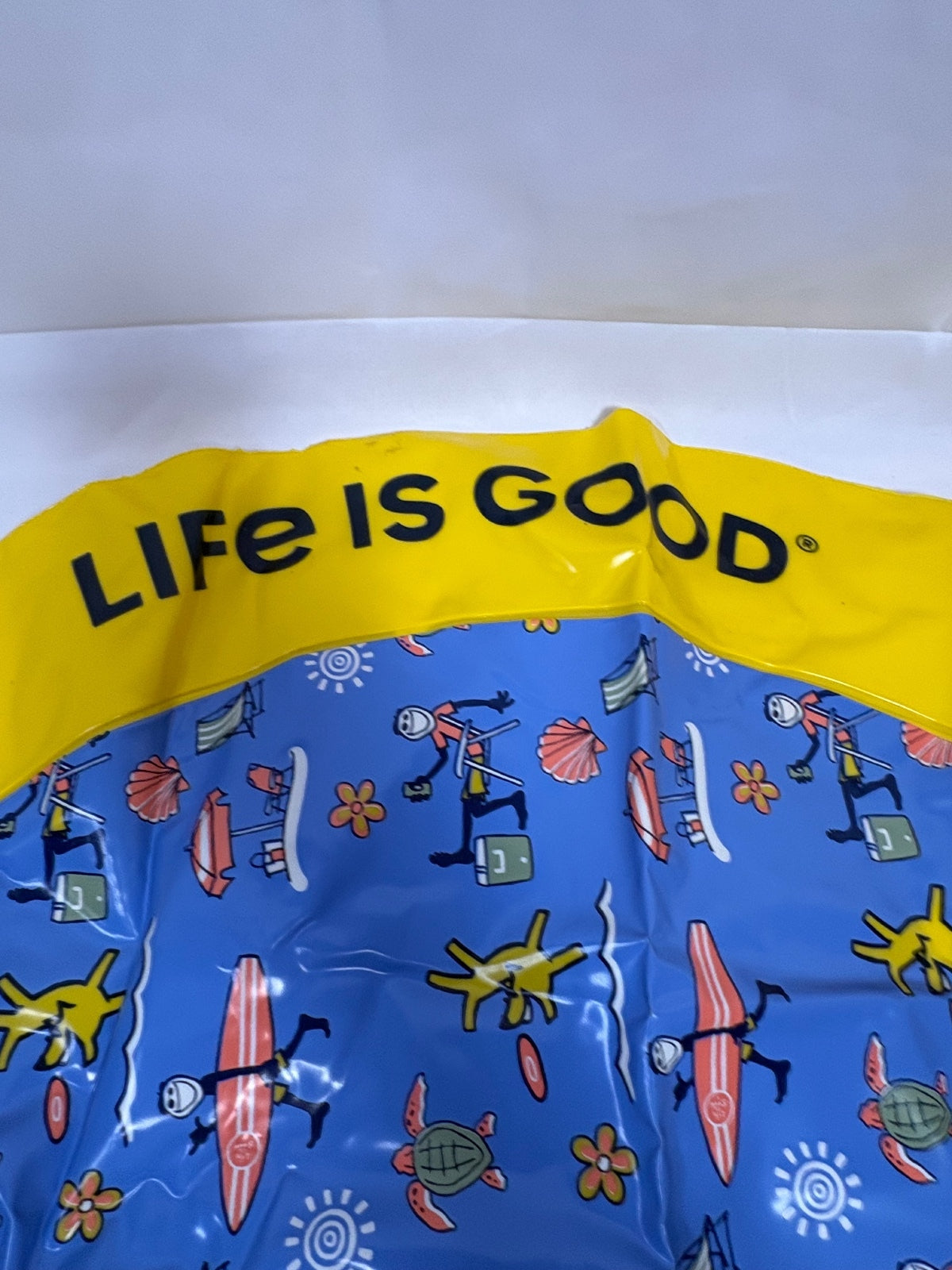 Life Is Good 39” Dog Splash Pad Sprinkler Mat Outdoor Pet Water Toy Blue Yellow
