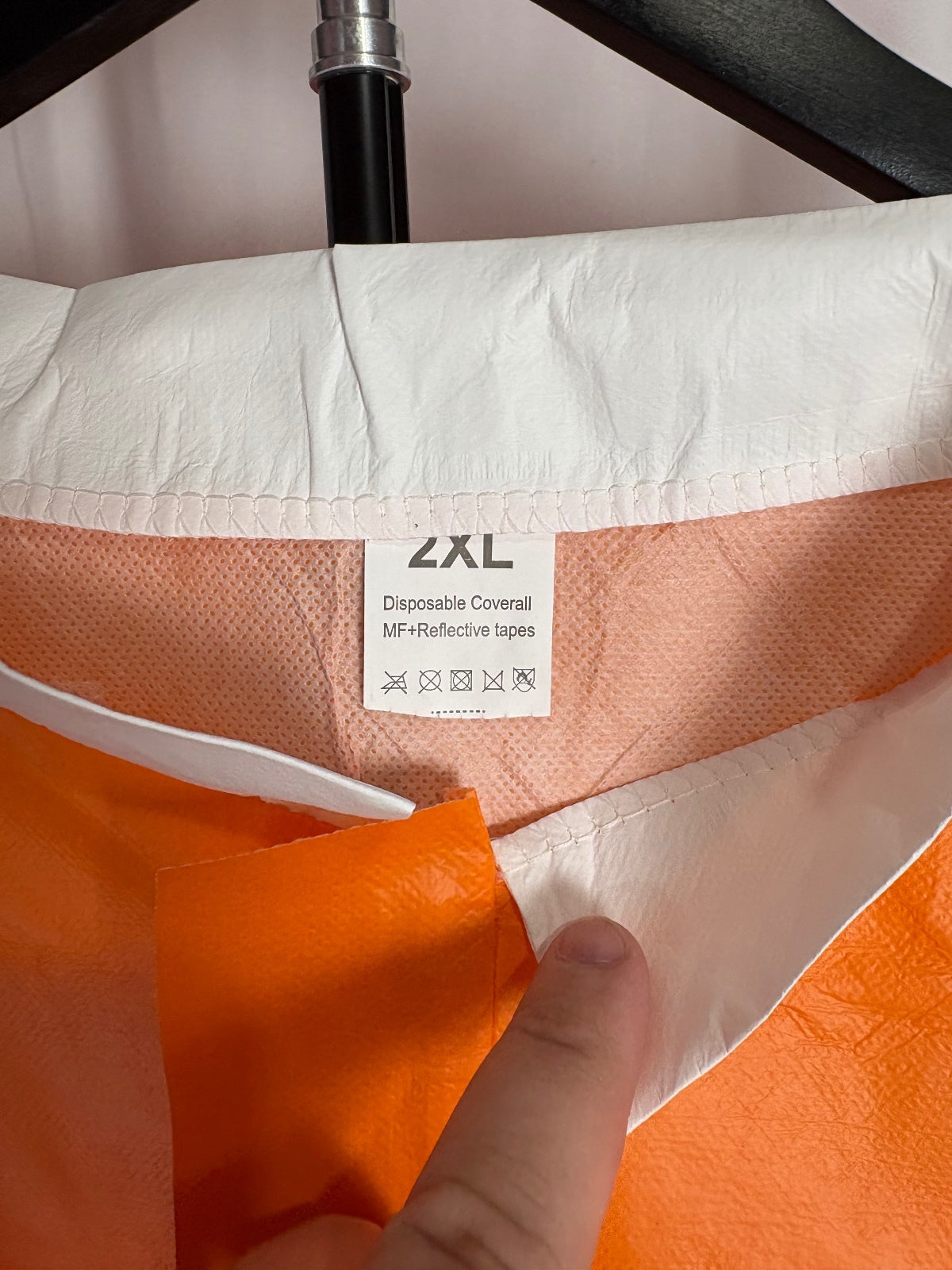 WorkSafe 2XL Hi Vis Reflective Disposable Coveralls Orange White Short Sleeve