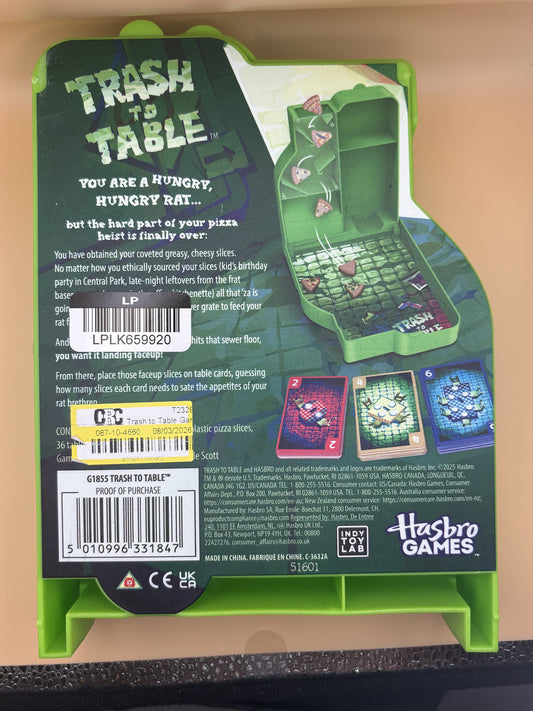 Hasbro Trash to Table Game G1855 Pizza Rat Party Game 2-6 Players New — photo 2
