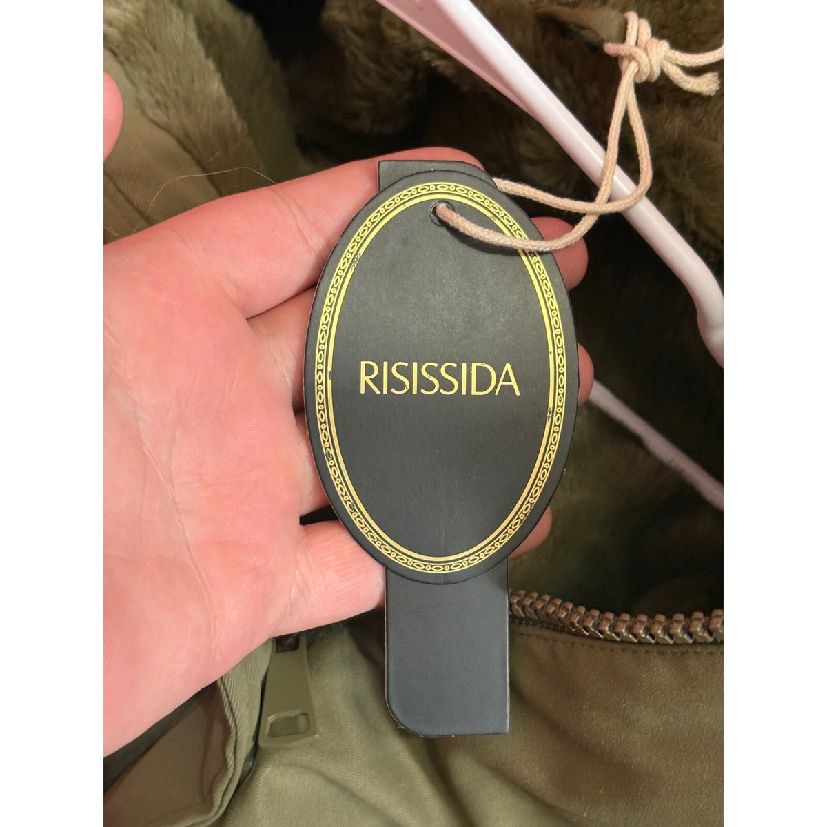 RISISSIDA Women's Olive Green Faux Fur Hooded Winter Parka Coat Size M NWT