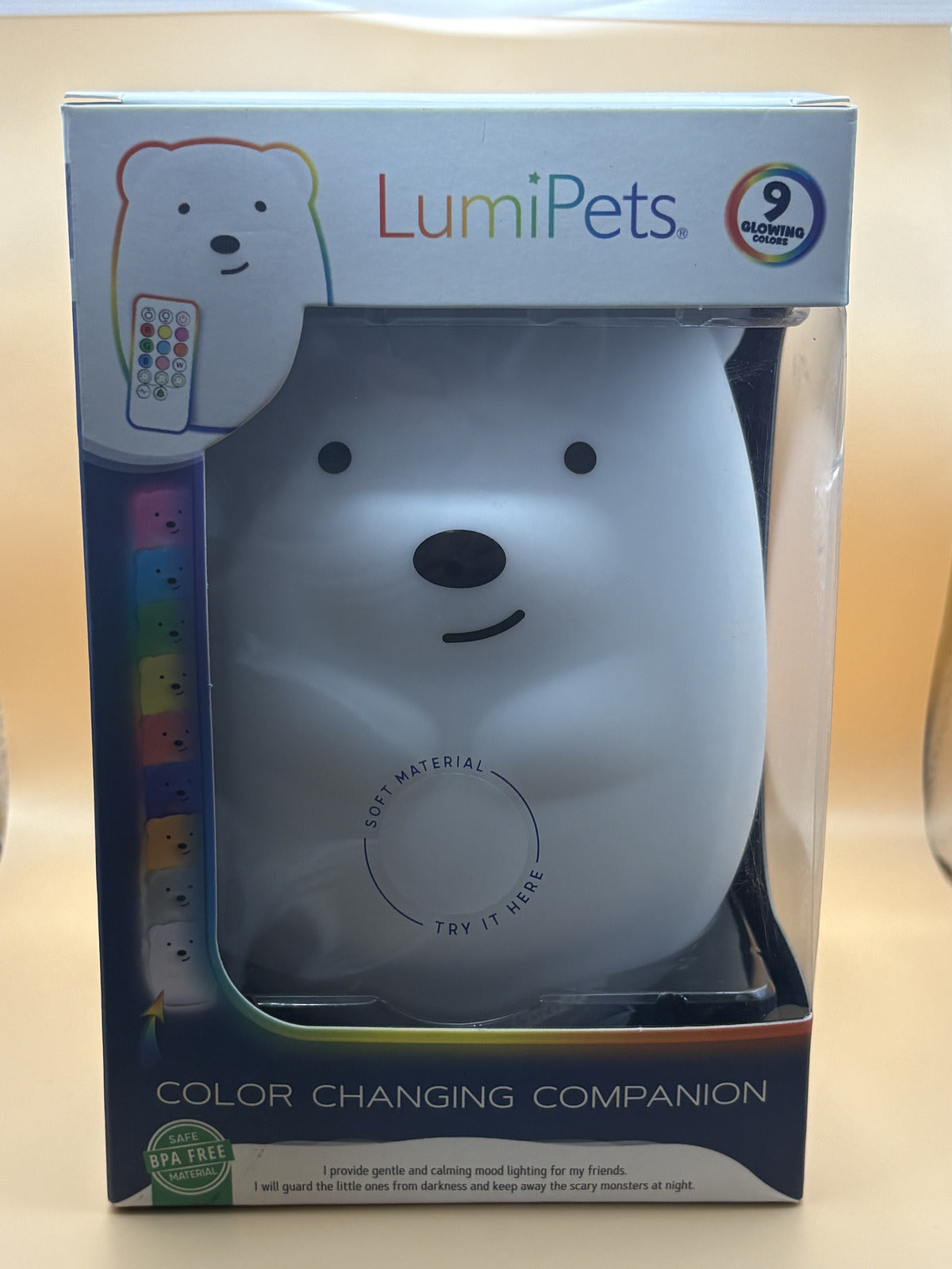 LumiPets Bear LED Night Light Remote 9 Color USB Rechargeable New 1809