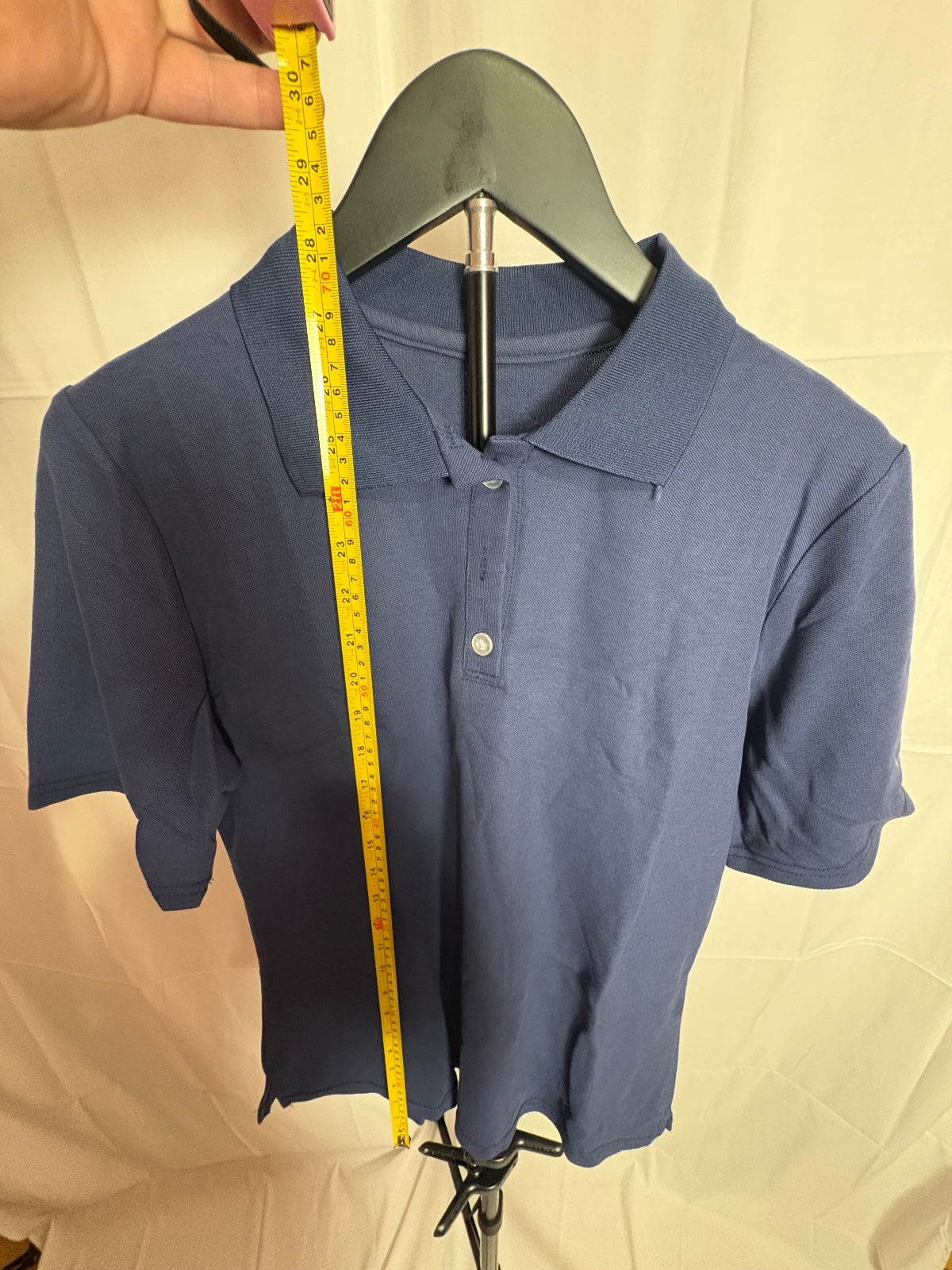Men’s Navy Blue Short Sleeve Polo Shirt Size Large L Solid Casual