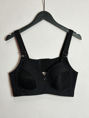 Black Lace Push Up Bra Size 46/105 Padded Adjustable Straps Plus Size