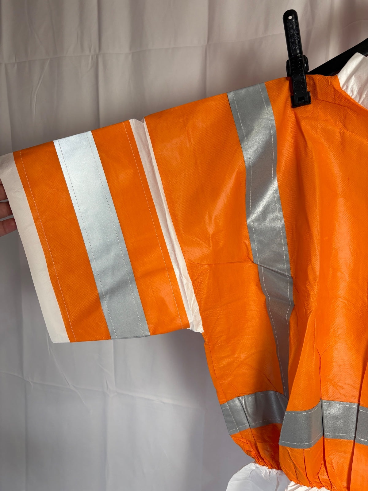 WorkSafe 2XL Hi Vis Reflective Disposable Coveralls Orange White Short Sleeve