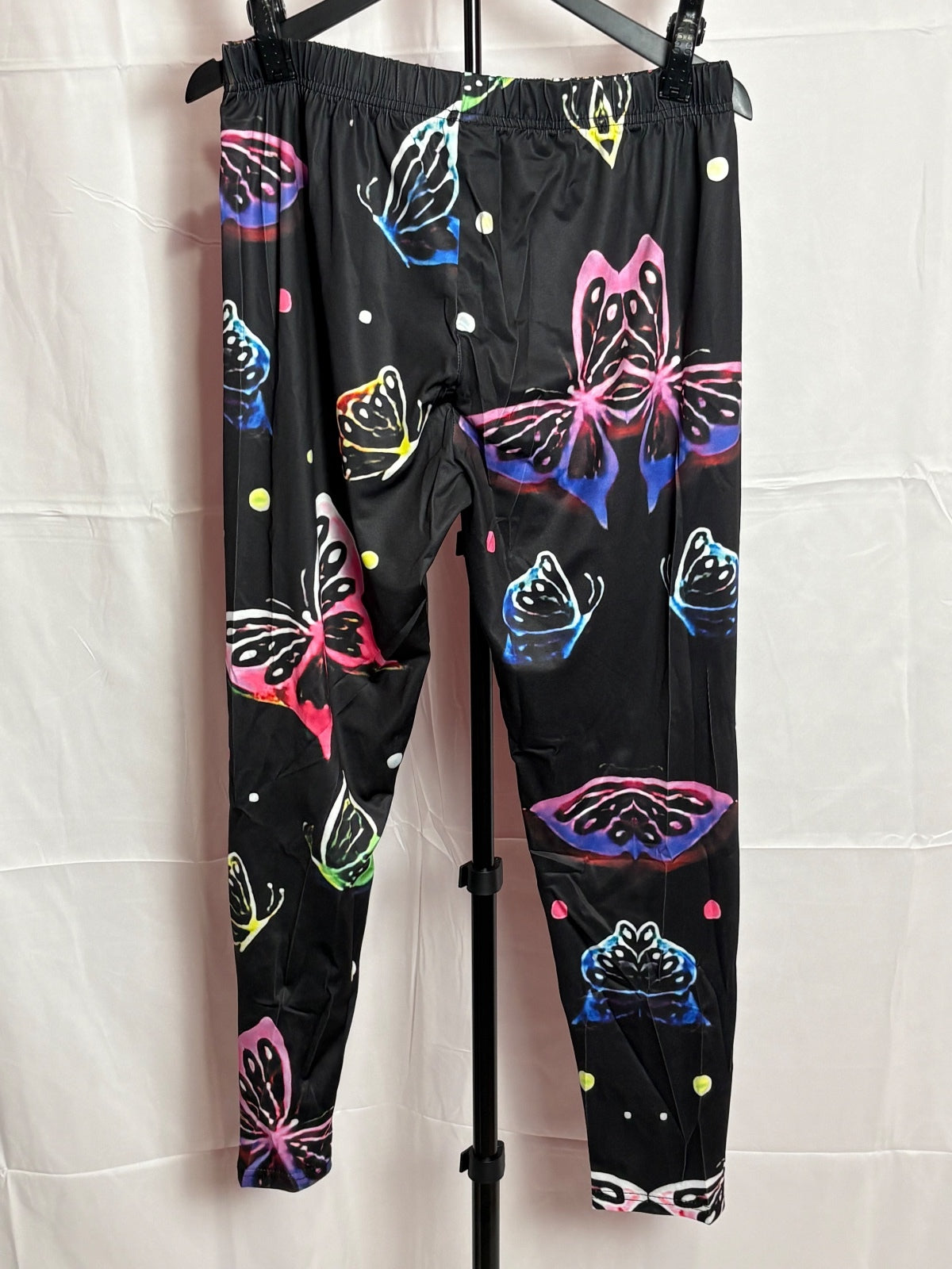 Women’s XL Black Butterfly Print Tank Top Leggings 2 Piece Matching Set