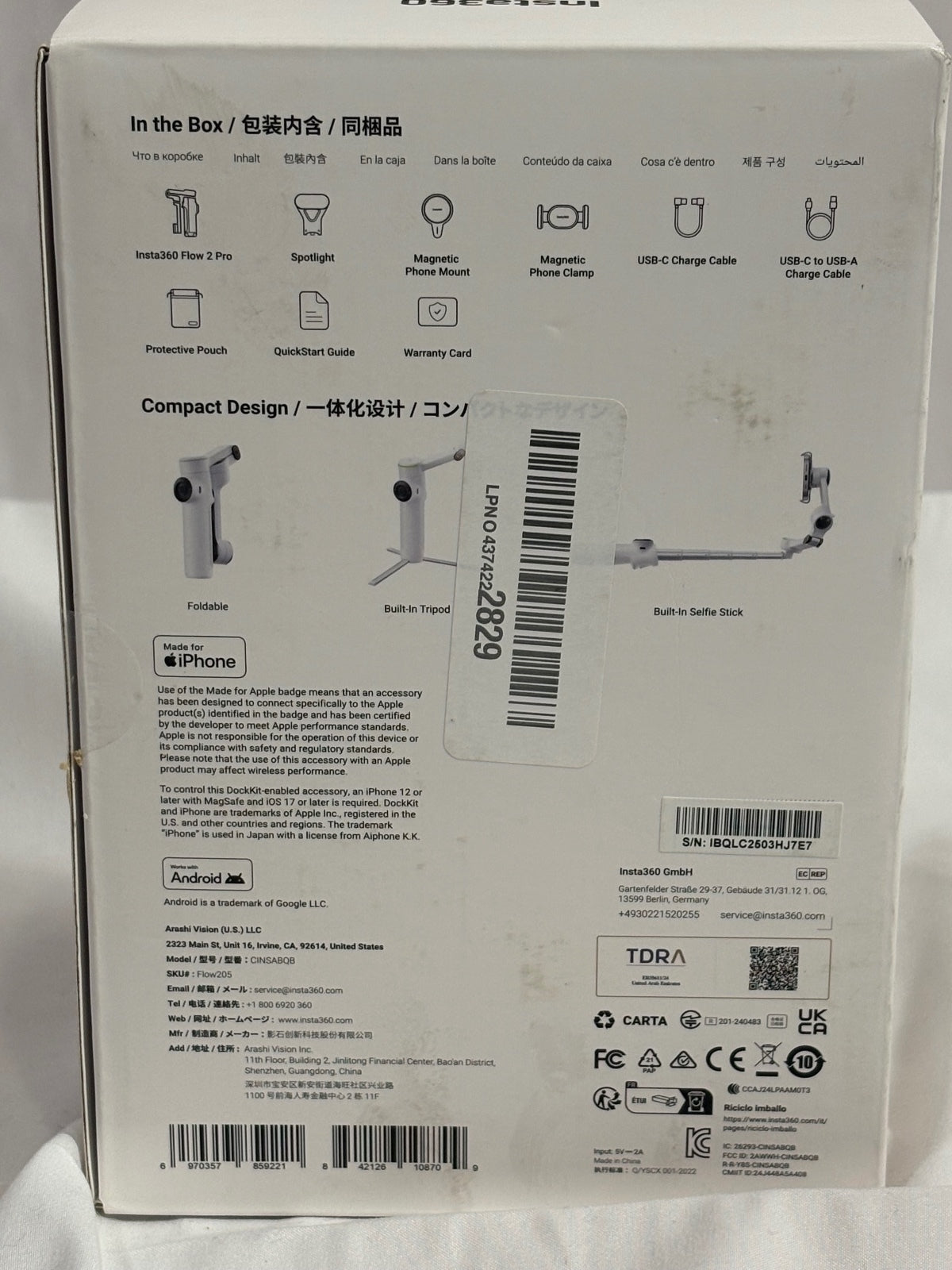 Insta360 Flow 2 Pro Creator Kit Summit White New Box Wear