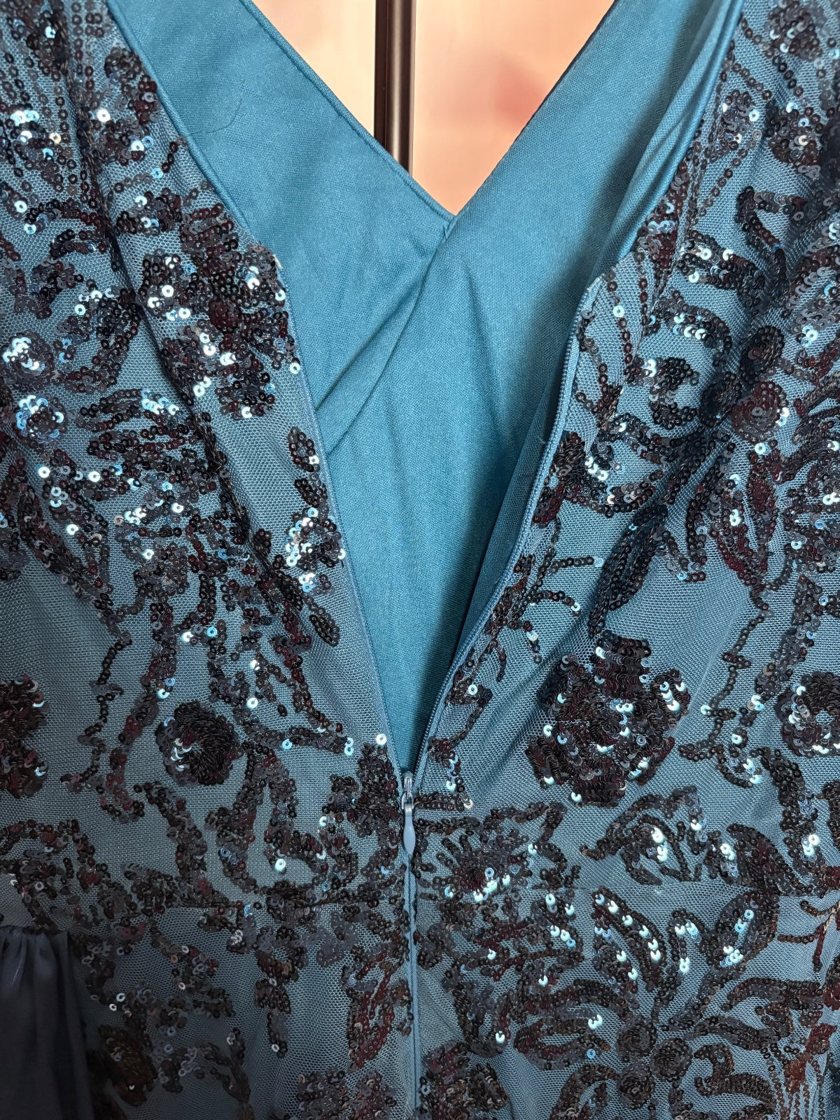 Blue Plum Peacock Blue Sequin Maxi Dress XXL Formal Evening Gown LY2820