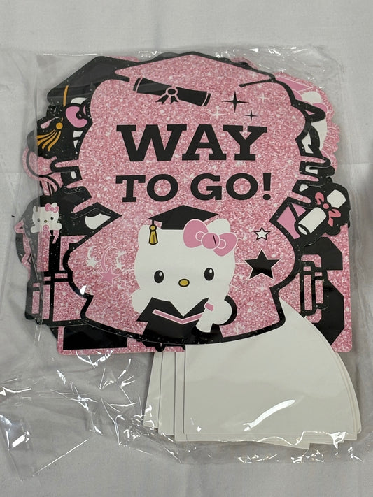 Hello Kitty Graduation Decorations 9 Pcs Pink Honeycomb Table Centerpieces