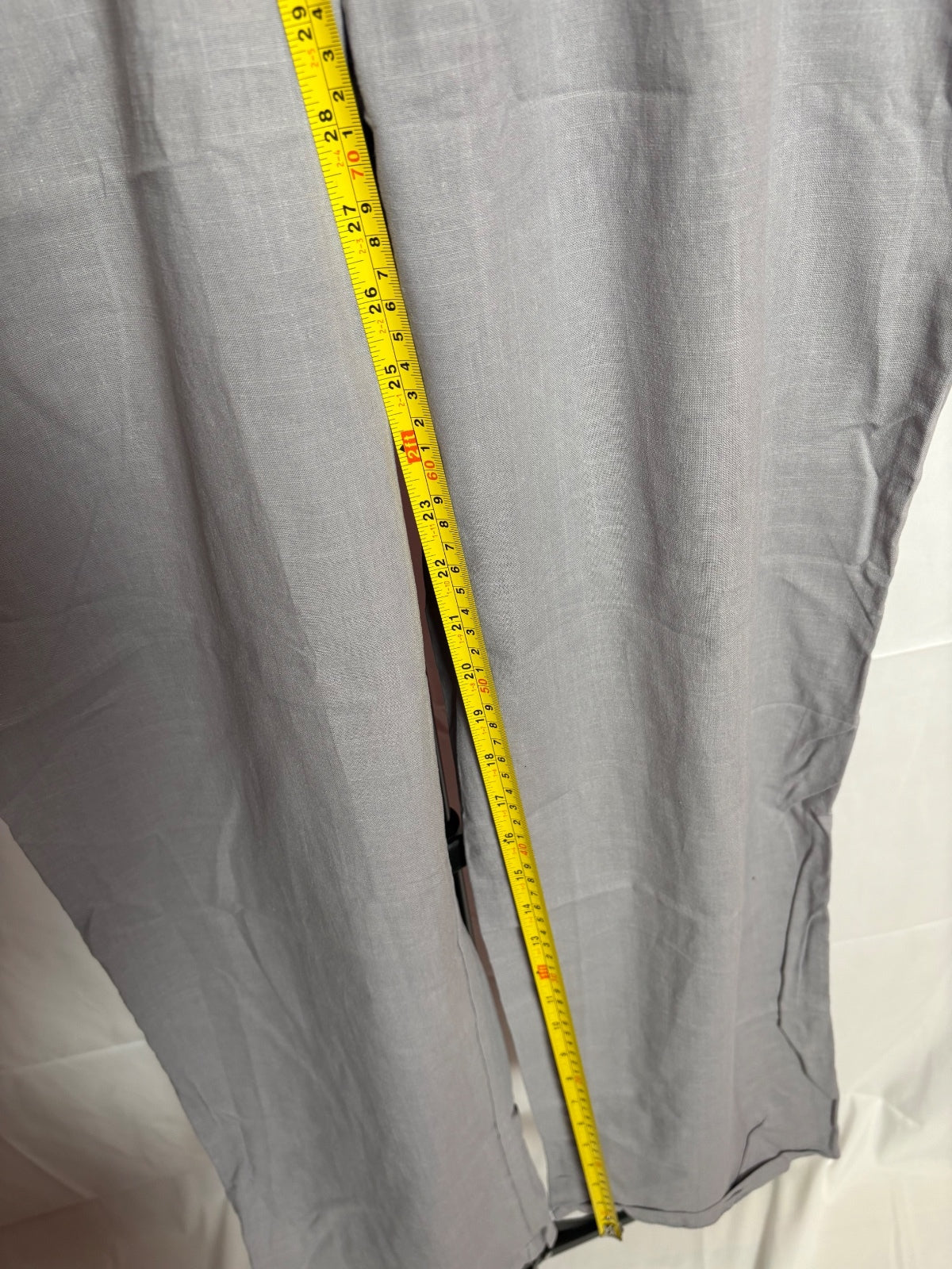 Women’s Gray Cotton Linen Drawstring Pants XL Elastic Waist Casual Lightweight