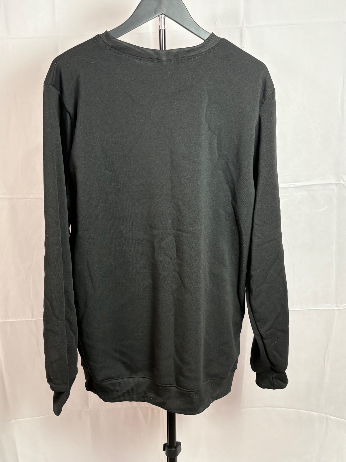 Men’s 3XL Black Crewneck Sweatshirt Plain Pullover Long Sleeve Basic