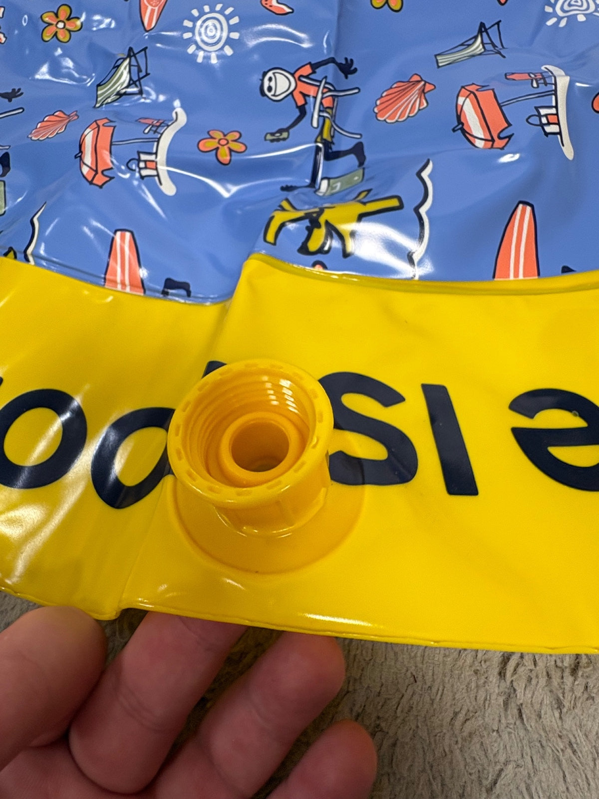 Life Is Good 39” Dog Splash Pad Sprinkler Mat Outdoor Pet Water Toy Blue Yellow