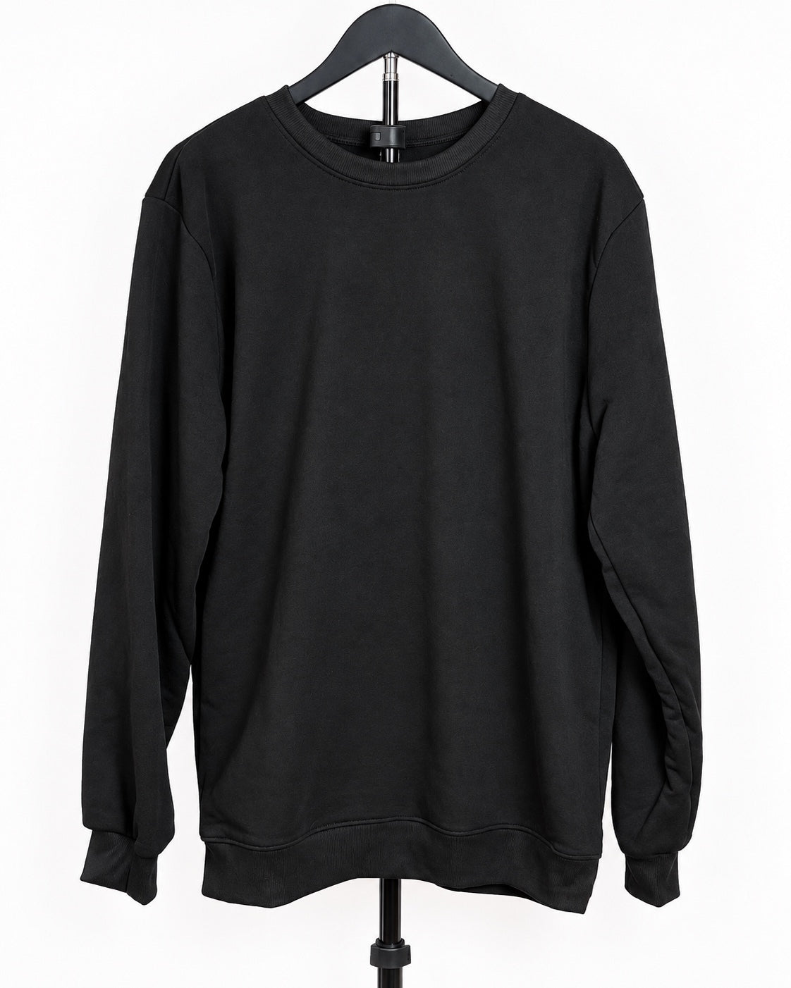 Men’s 3XL Black Crewneck Sweatshirt Plain Pullover Long Sleeve Basic