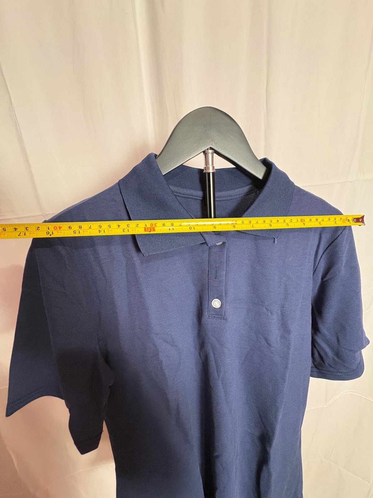 Men’s Navy Blue Short Sleeve Polo Shirt Size Large L Solid Casual