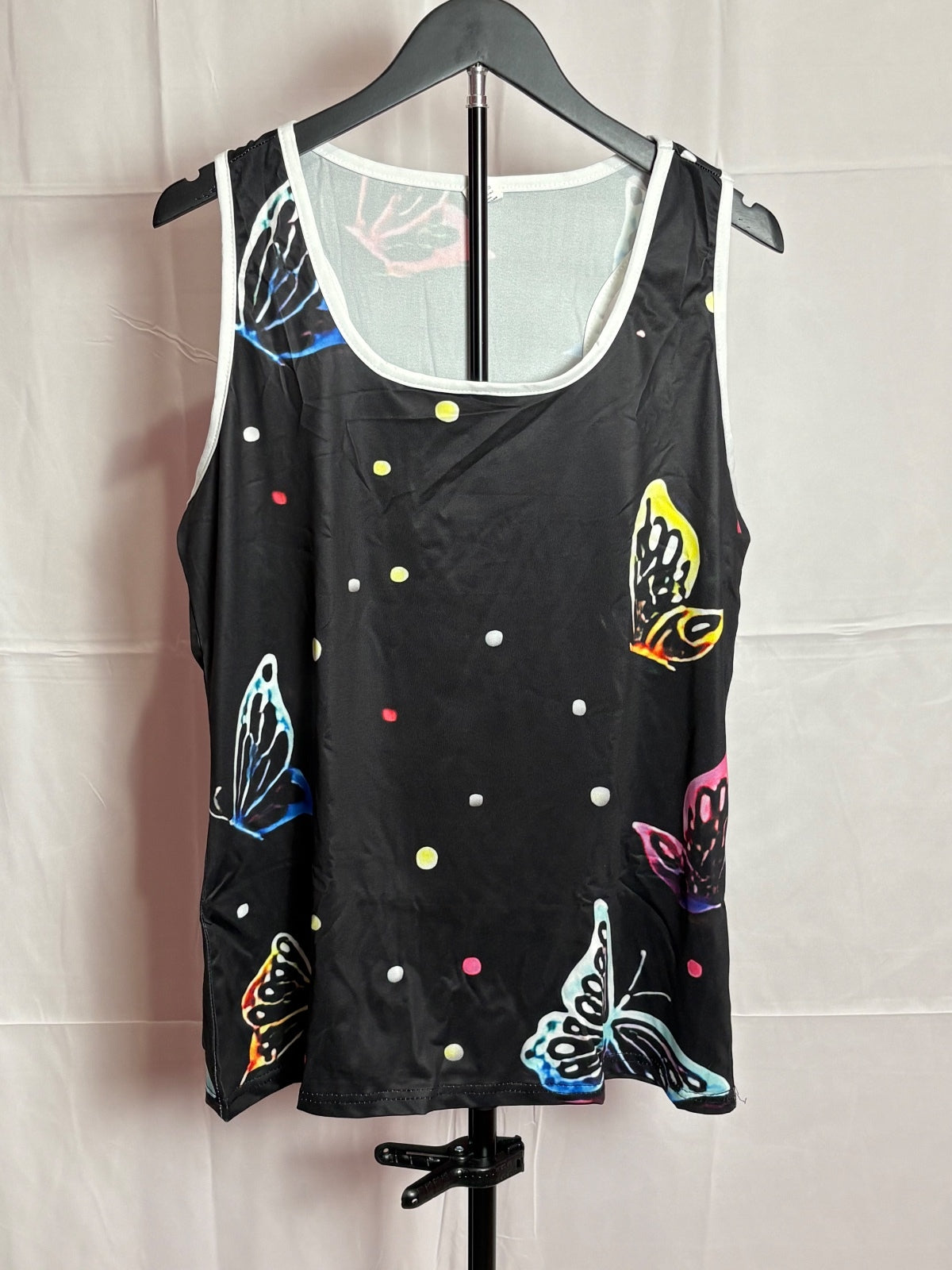 Women’s XL Black Butterfly Print Tank Top Leggings 2 Piece Matching Set