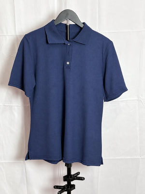 Men’s Navy Blue Short Sleeve Polo Shirt Size Large L Solid Casual