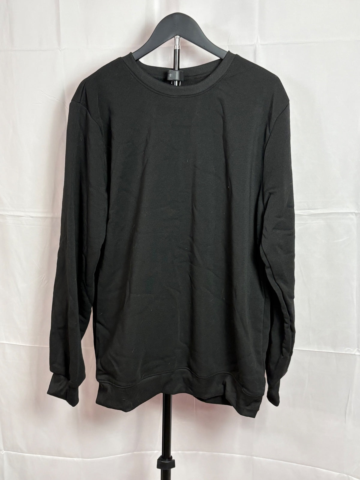 Men’s 3XL Black Crewneck Sweatshirt Plain Pullover Long Sleeve Basic
