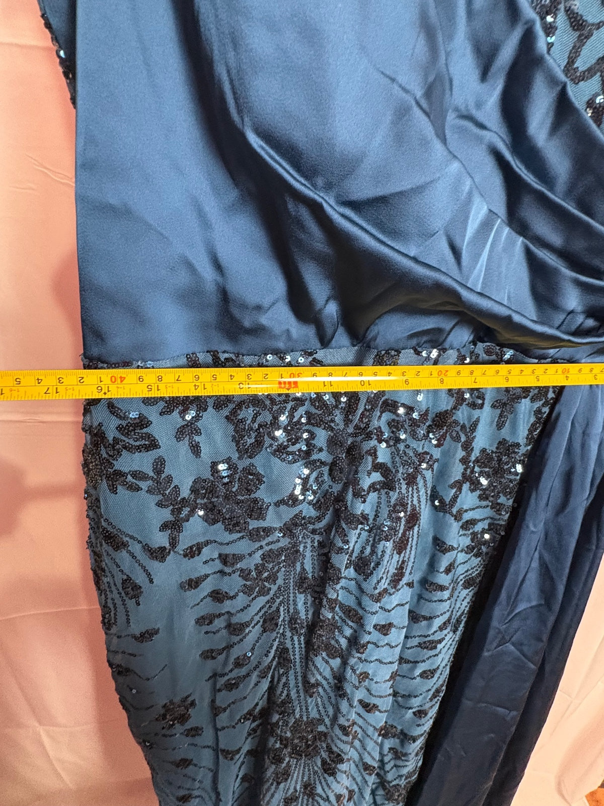 Blue Plum Peacock Blue Sequin Maxi Dress XXL Formal Evening Gown LY2820