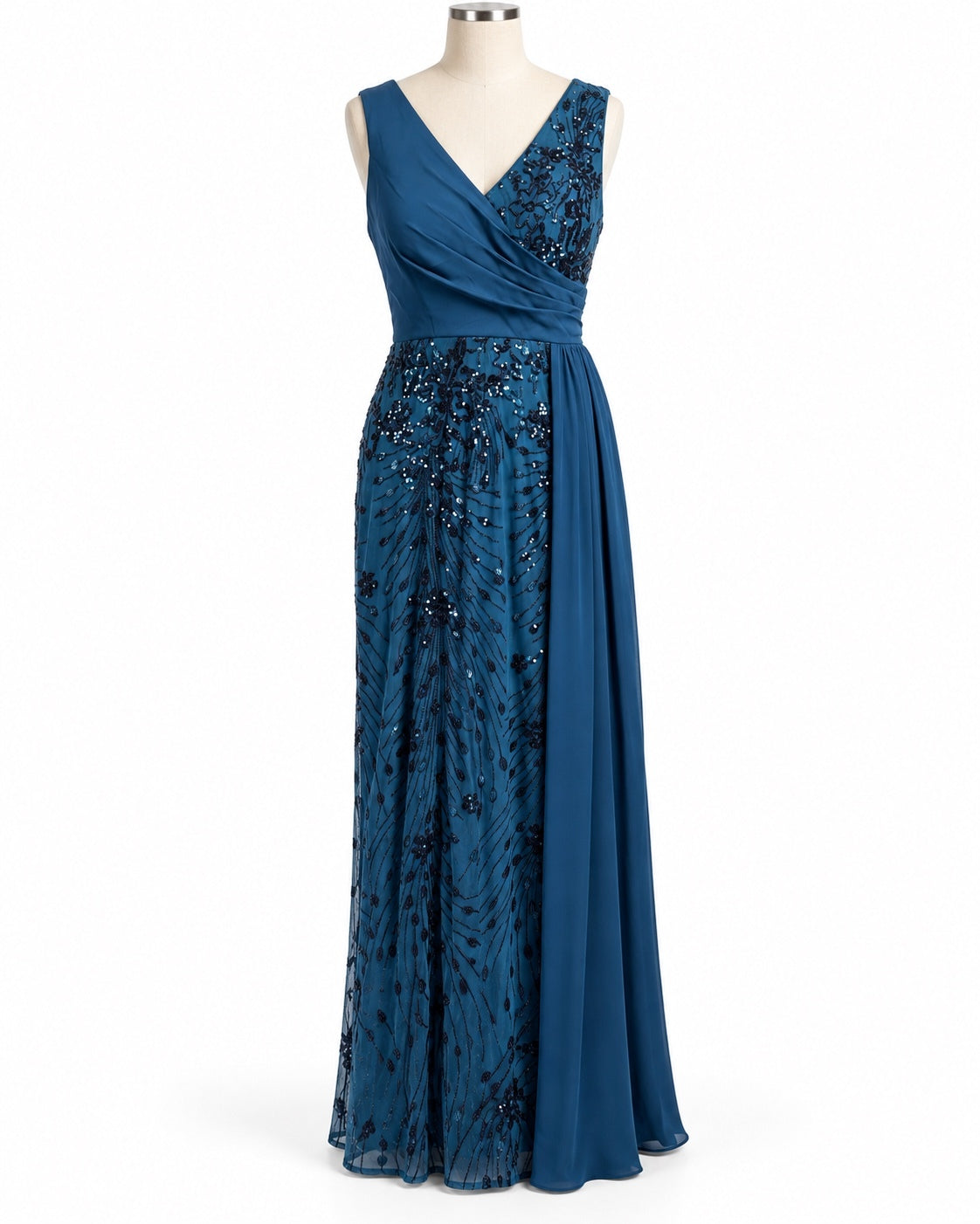 Blue Plum Peacock Blue Sequin Maxi Dress XXL Formal Evening Gown LY2820