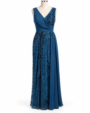 Blue Plum Peacock Blue Sequin Maxi Dress XXL Formal Evening Gown LY2820