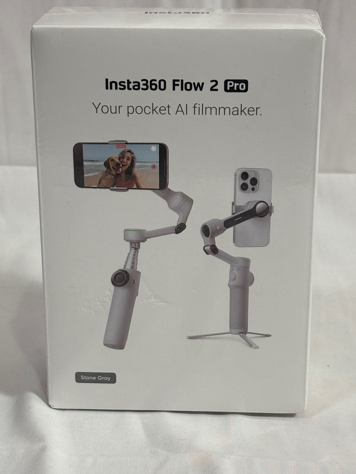 Insta360 Flow 2 Pro Smartphone Gimbal Stabilizer Stone Gray New Sealed