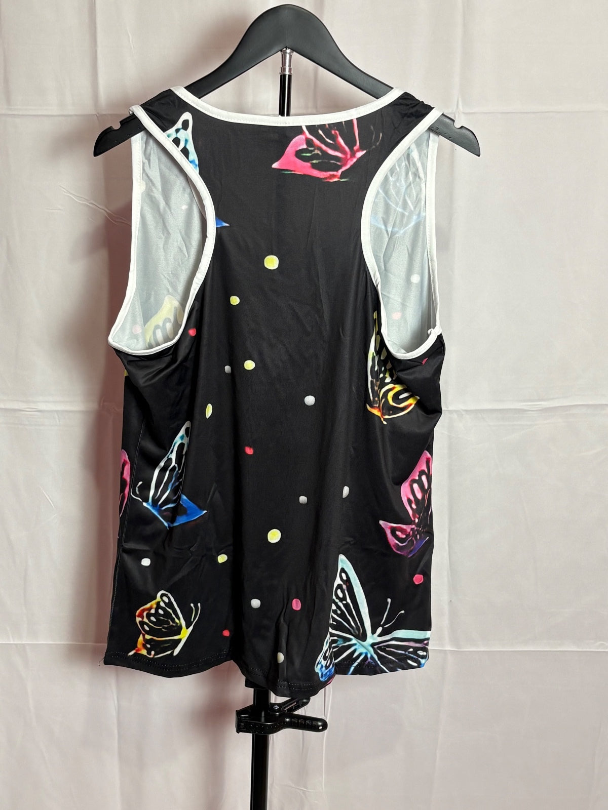 Women’s XL Black Butterfly Print Tank Top Leggings 2 Piece Matching Set