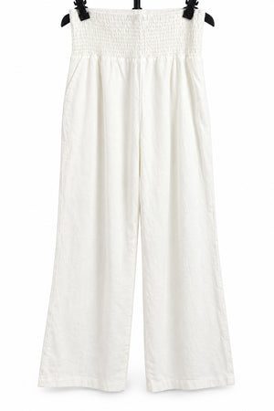Women’s XL White Smocked Waist Wide Leg Pants Pull On Flowy Boho
