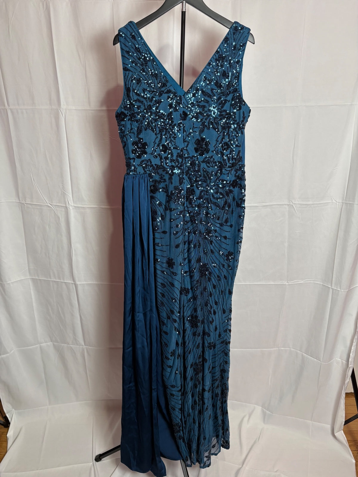 Blue Plum Peacock Blue Sequin Maxi Dress XXL Formal Evening Gown LY2820