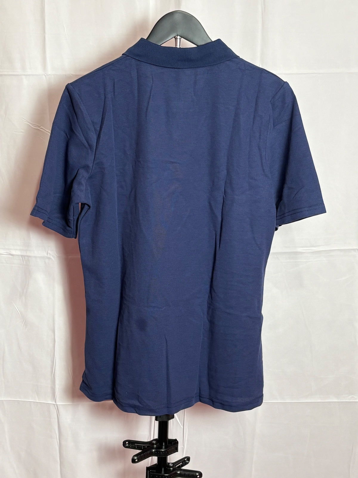 Men’s Navy Blue Short Sleeve Polo Shirt Size Large L Solid Casual