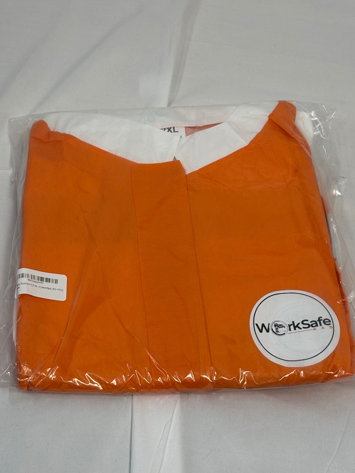 WorkSafe 2XL Hi Vis Reflective Disposable Coveralls Orange White Short Sleeve