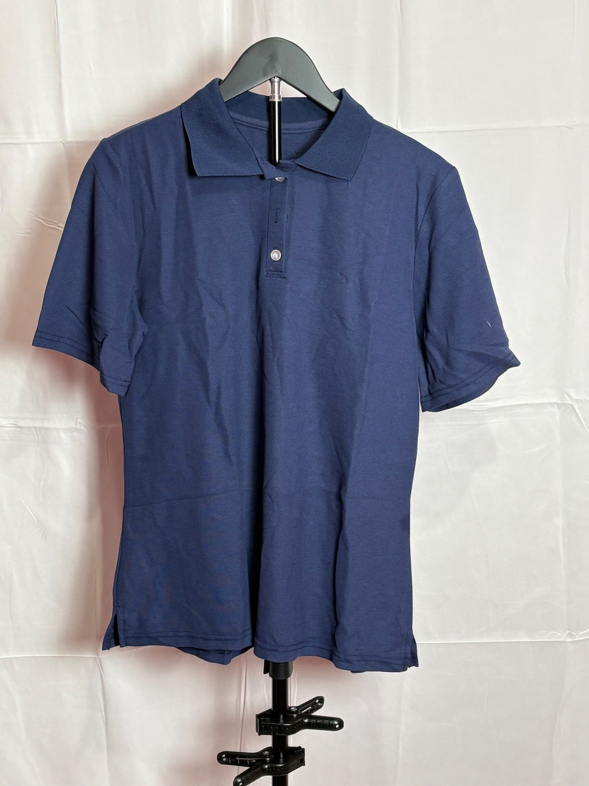 Men’s Navy Blue Short Sleeve Polo Shirt Size Large L Solid Casual