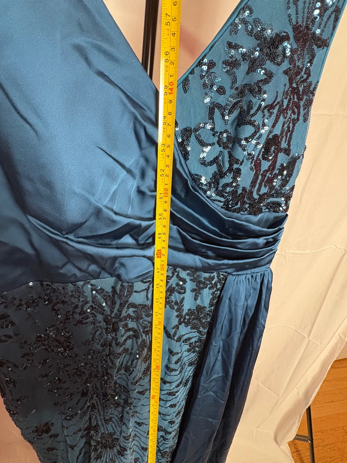 Blue Plum Peacock Blue Sequin Maxi Dress XXL Formal Evening Gown LY2820