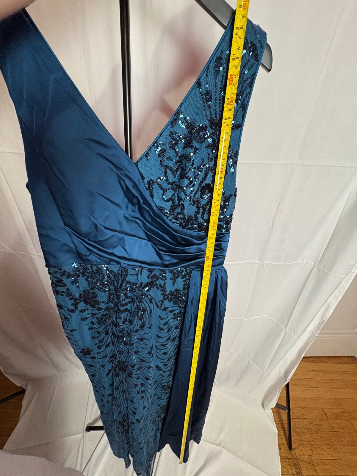 Blue Plum Peacock Blue Sequin Maxi Dress XXL Formal Evening Gown LY2820