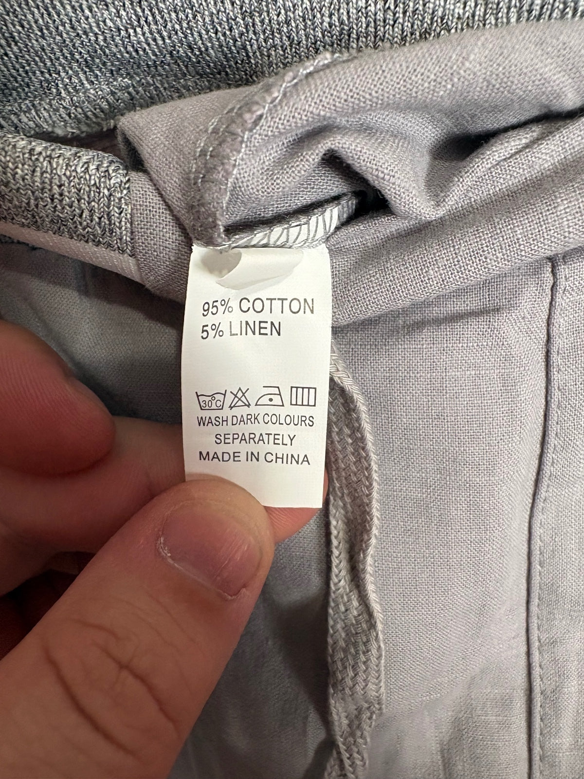 Women’s Gray Cotton Linen Drawstring Pants XL Elastic Waist Casual Lightweight