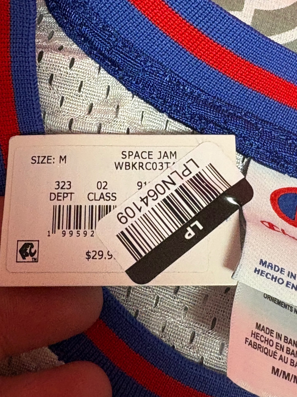 Champion Space Jam Tune Squad Bugs Bunny #1 Jersey Medium NWT NCAA — photo 4
