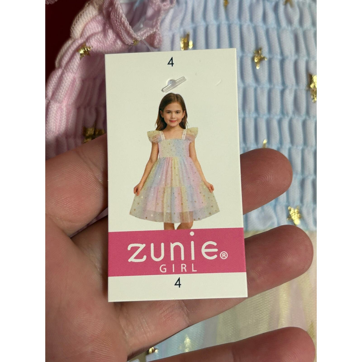 Zunie Girl Size 4 Rainbow Tulle Dress Gold Stars Pastel Party Princess NWT — photo 5