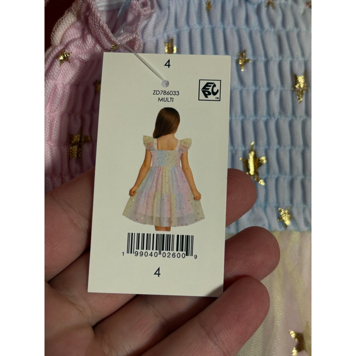 Zunie Girl Size 4 Rainbow Tulle Dress Gold Stars Pastel Party Princess NWT — photo 6
