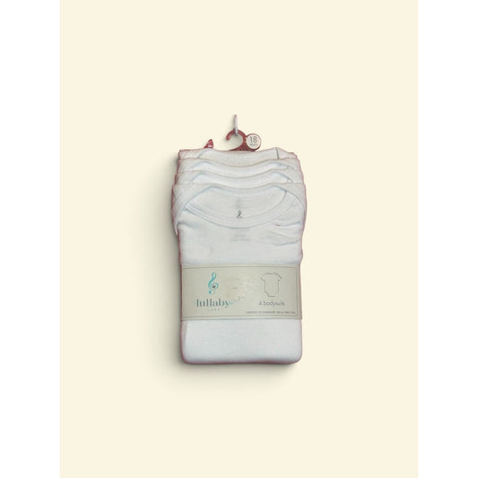 Lullaby Lane Baby Bodysuits 18 Months White 4 Pack 100% Cotton New — photo 1