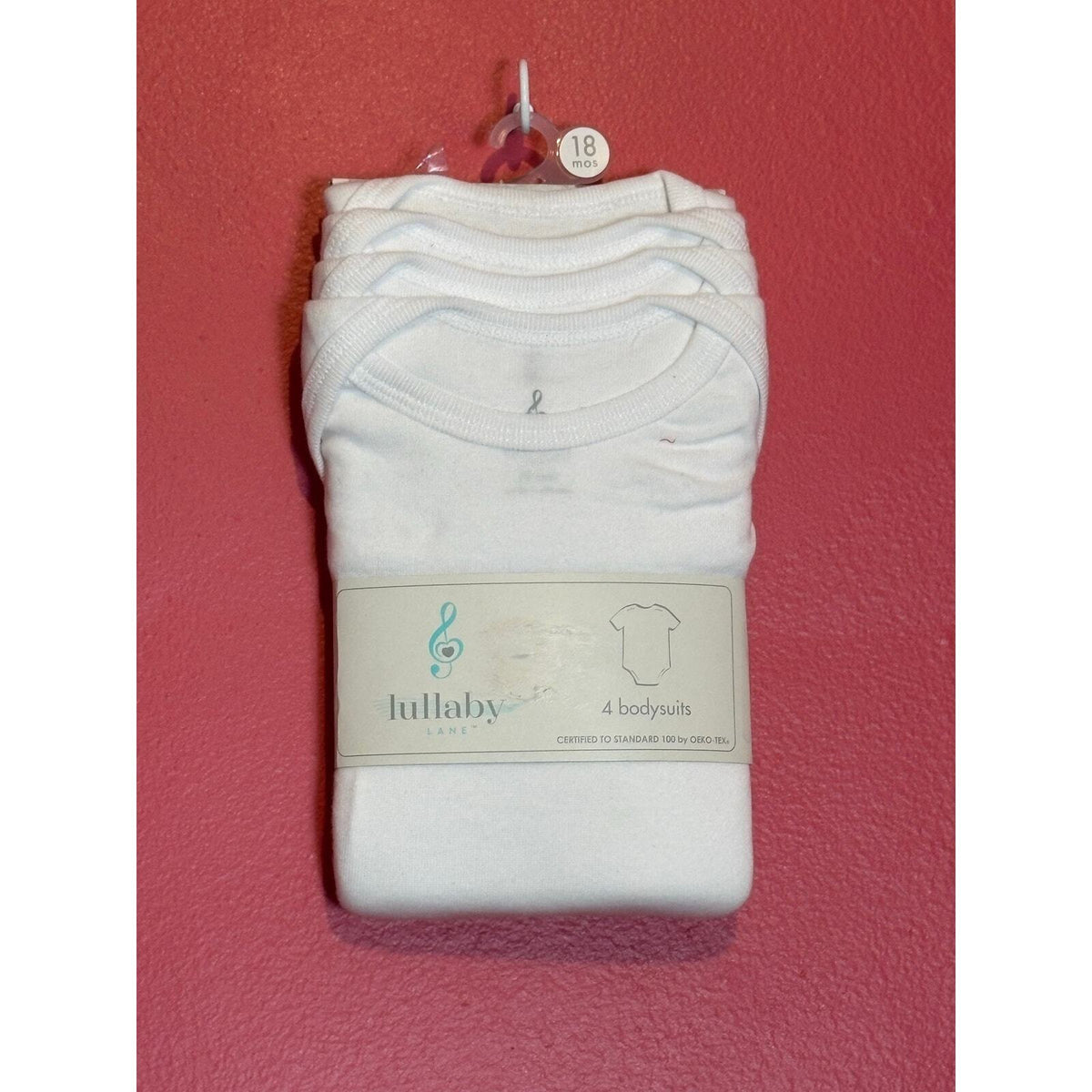 Lullaby Lane Baby Bodysuits 18 Months White 4 Pack 100% Cotton New — photo 2
