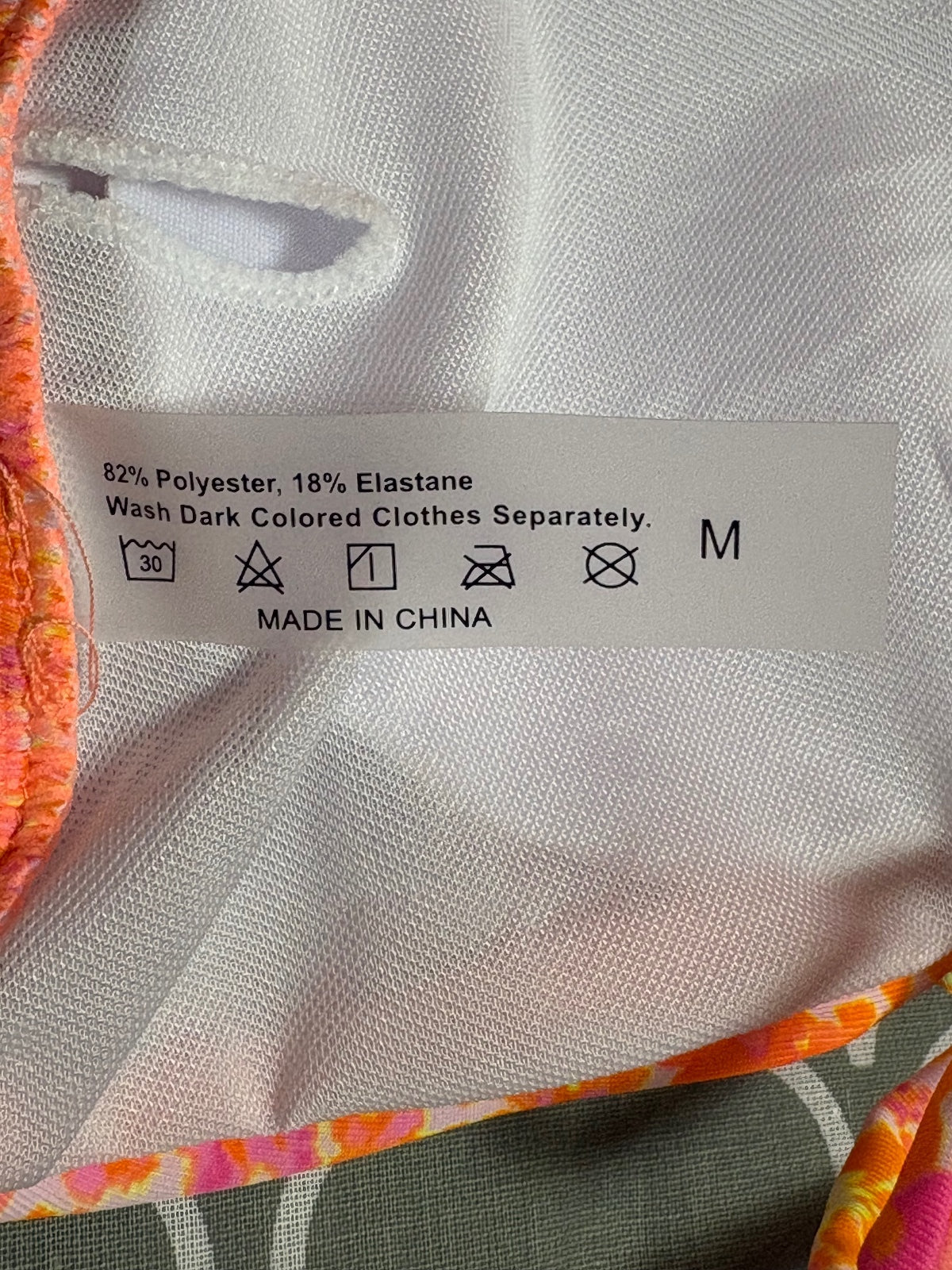 SHEIN Swim Women’s M Orange Pink Floral 2 Piece Bikini Shell Charm Tie NWT — photo 5