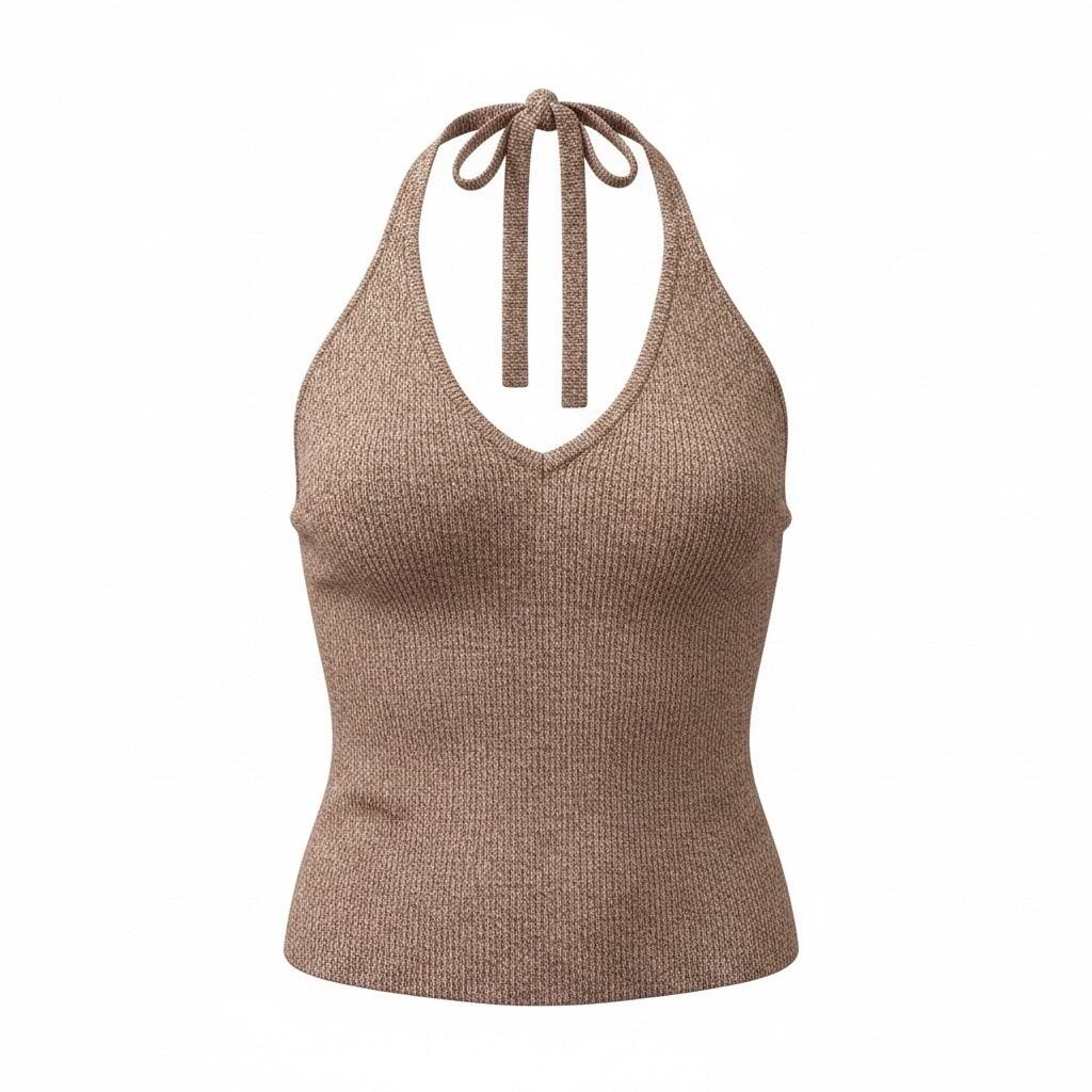 Full Tilt Women’s XXL Space Dye Halter Top Brown Knit Tie Neck NWT — photo 1