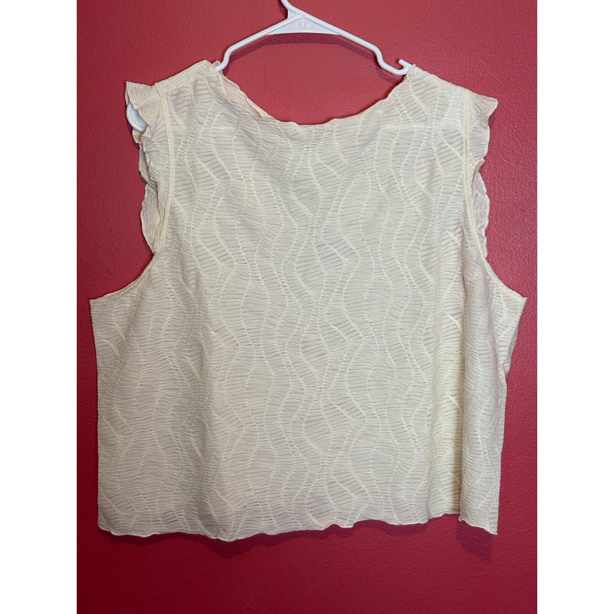 Future Collective Women’s 2X Cream Textured Sleeveless Ruffle Top Blouse NWT — photo 3